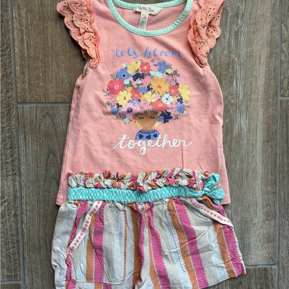 Matilda Jane Other - Girls' Matilda Jane Floral Graphic Top and Striped Shorts Set Size 4